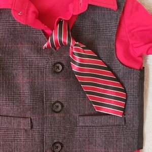 3-6mo 3 piece suit with clip tie